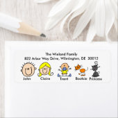 Gezin met twee katten Adresetiketten Etiket (Insitu)