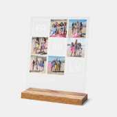 Gezin samen 6 foto's en gepersonaliseerde tekst acryl bord (Hoek)