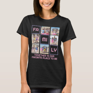 Gezin samen 6 foto's en gepersonaliseerde tekst t-shirt