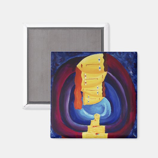 Gezin Samen Modern Portretschilderkunst  Magneet (Voorkant / Achterkant)