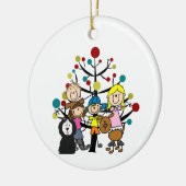 Gezin Twee Honden met Boom Keramisch Ornament (Links)