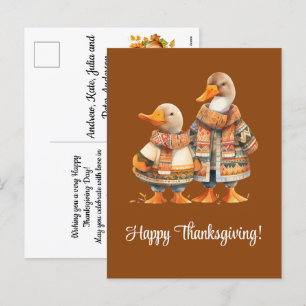 Gezin van Eenden Fijne Thanksgiving Feestdagenkaart