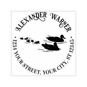 Gezin van Eenden Kuikens Naam Retouradres Zelfinktende Stempel