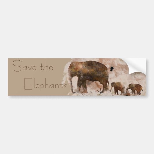 GEZIN VAN ELEPHANTS BUMPERSTICKER (Voorkant)