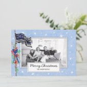 Gezinfoto van Thin Blue Line Flag Holly Feestdagenkaart (Staand voorkant)