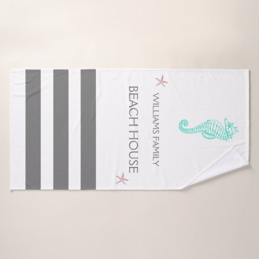 GEZINS BEACH HUUSE SEAHORSE EN STARFISH BADHANDDOEK (Badhanddoek)