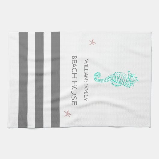 GEZINS BEACH HUUSE SEAHORSE EN STARFISH THEEDOEK (Horizontaal)