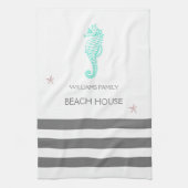 GEZINS BEACH HUUSE SEAHORSE EN STARFISH THEEDOEK (Verticaal)