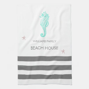 GEZINS BEACH HUUSE SEAHORSE EN STARFISH THEEDOEK