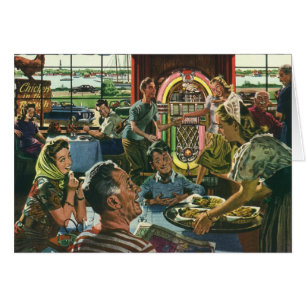 gezins diner in een diner met Jukebox