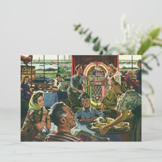  gezins diner in een diner met Jukebox (Staand voorkant)