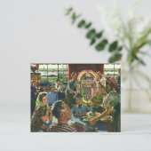 gezins diner in een diner met Jukebox Briefkaart (Staand voorkant)