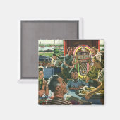  gezins diner in een diner met Jukebox Magneet (Voorkant / Achterkant)