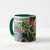 gezins diner in een diner met Jukebox Mok (Voorkant links)