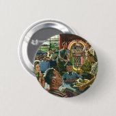  gezins diner in een diner met Jukebox Ronde Button 5,7 Cm (Voorkant /achterkant)