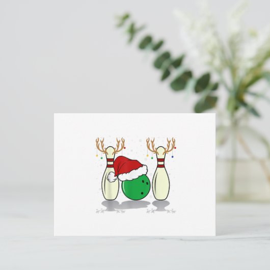 gezins kerst bowling santa xmas feestdagenkaart (Staand voorkant)