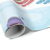 Gezins-skiën winters sneeuwsfeer cadeaupapier (Rol Hoek)