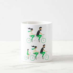 Gezins Tandem Fiets Fietsen Koffiemok