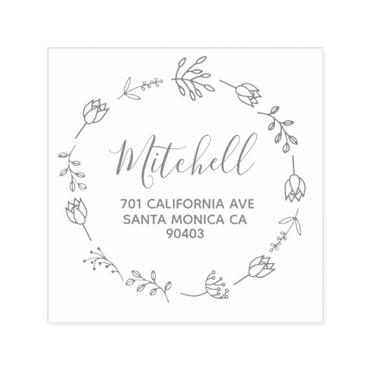 gezinsadres floral wreath  zelfinktende stempel (Design)