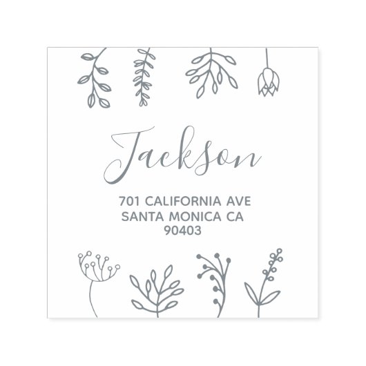 gezinsadres florale doodles zelfinktende stempel (Design)