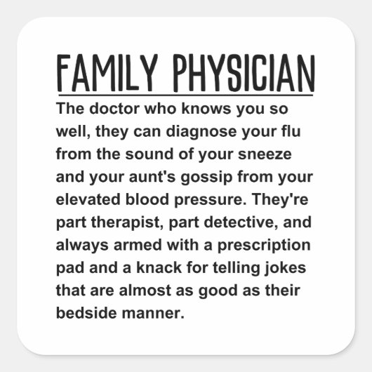 Gezinsarts Vierkante Sticker (Voorkant)