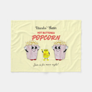 Gezinsbioscoop met warme boterpopcorn fleece deken
