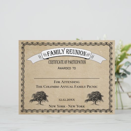 Gezinsboomreüceringscertificaat van deelneming (Staand voorkant)