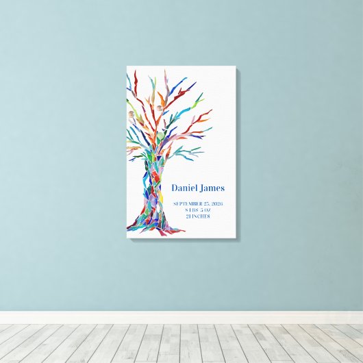 Gezinsboomstam geboorte canvas afdruk (Insitu (Houten vloer))