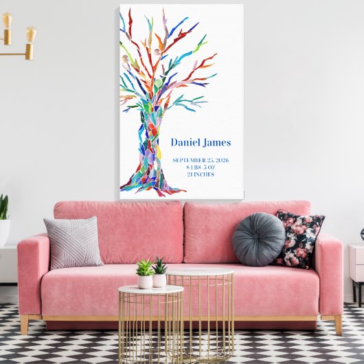 Gezinsboomstam geboorte canvas afdruk (Insitu (Woonkamer))