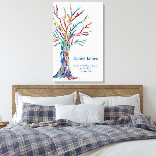 Gezinsboomstam geboorte canvas afdruk (Insitu (Slaapkamer))