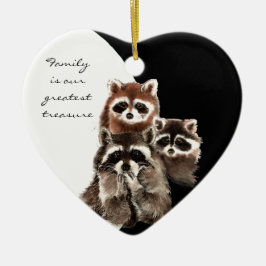 Gezinscitaat Gedateerde Waterverf Raccoon Dier Keramisch Ornament