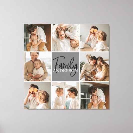 GezinsCollage Foto en persoonlijke grijscadeautjes Canvas Afdruk (Voorkant)