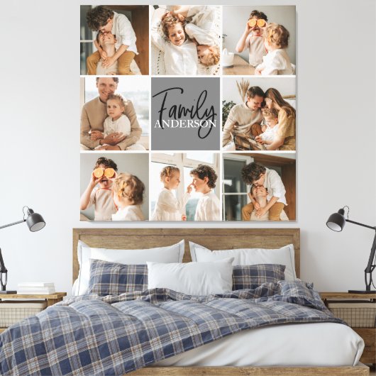 GezinsCollage Foto en persoonlijke grijscadeautjes Canvas Afdruk (Insitu (Slaapkamer))