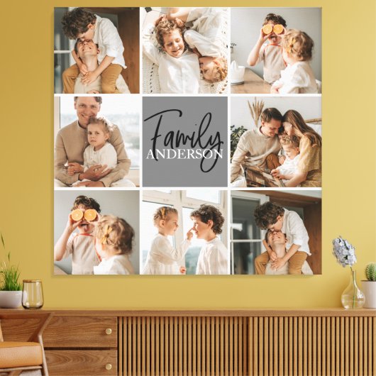 GezinsCollage Foto en persoonlijke grijscadeautjes Canvas Afdruk (Insitu (Woonkamer))