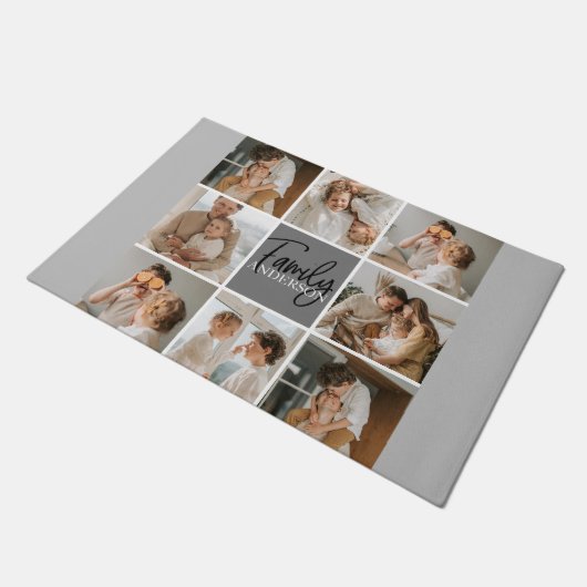 GezinsCollage Foto en persoonlijke grijscadeautjes Deurmat (Schuin)