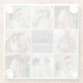 GezinsCollage Foto en persoonlijke grijscadeautjes Glazen Onderzetter (Achterkant)