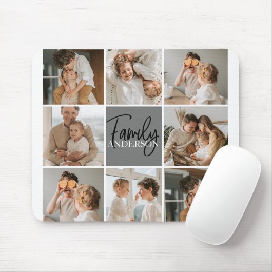GezinsCollage Foto en persoonlijke grijscadeautjes Muismat (Met muis)