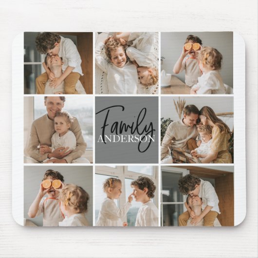 GezinsCollage Foto en persoonlijke grijscadeautjes Muismat (Voorkant)