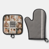 GezinsCollage Foto en persoonlijke grijscadeautjes Ovenwant & Pannenlap Set (Voorkant)