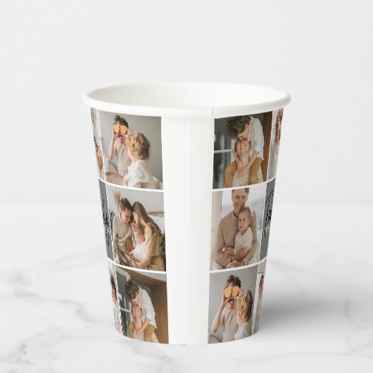 GezinsCollage Foto en persoonlijke grijscadeautjes Papieren Bekers (Rechts)
