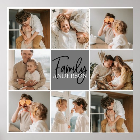 GezinsCollage Foto en persoonlijke grijscadeautjes Poster (Voorkant)