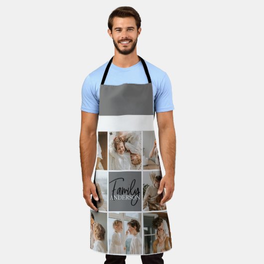 GezinsCollage Foto en persoonlijke grijscadeautjes Schort (Gedragen)