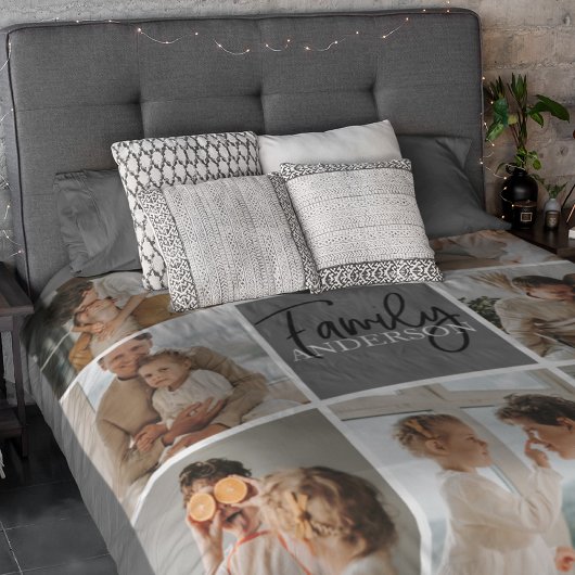 GezinsCollage Foto en persoonlijke grijscadeautjes Sherpa Deken