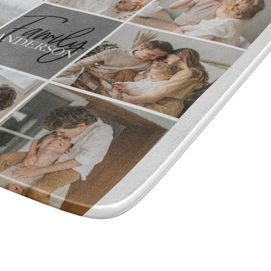 GezinsCollage Foto en persoonlijke grijscadeautjes Snijplank (Hoek)