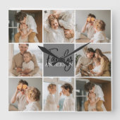 GezinsCollage Foto en persoonlijke grijscadeautjes Vierkante Klok (Voorkant)