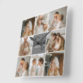 GezinsCollage Foto en persoonlijke grijscadeautjes Vierkante Klok (Hoek)