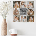 GezinsCollage Foto en persoonlijke grijscadeautjes Vierkante Klok<br><div class="desc">Creëer Een mooie en gepersonaliseerde familiecollage met acht foto's, vergezeld van een gepersonaliseerde familienaam in het grijs. Dit unieke en doordachte geschenk is perfect voor het herdenken van speciale momenten en het vieren van de liefde en band binnen een familie. De collage bevat acht zorgvuldig geselecteerde foto's die u kunt...</div>
