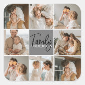 GezinsCollage Foto en persoonlijke grijscadeautjes Vierkante Sticker (Voorkant)