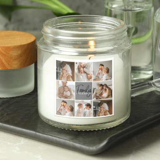 GezinsCollage Foto en persoonlijke grijscadeautjes Vierkante Sticker