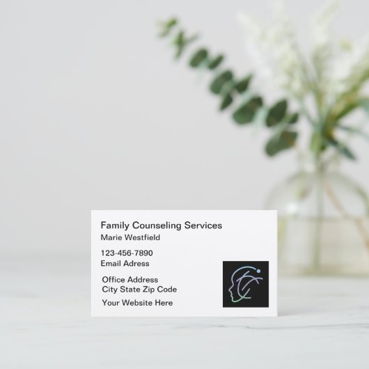 Gezinscounseling voor glanzende Visitekaartjes (Staand voorkant)